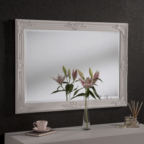 FLORENCE Traditional Mirror Matt White 104cm x 74cm