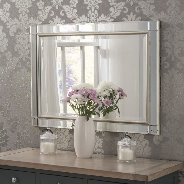 VENETIAN/SILVER Contemporary Mirror Silvery champagne 75cm x 105.5cm